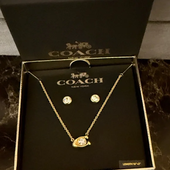 Coach Gold Necklace and Earring Set - Picture 6 of 6
